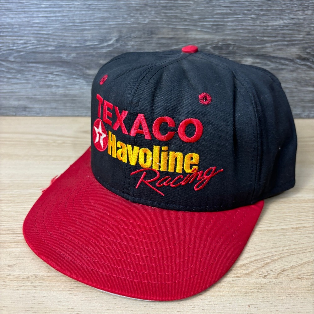 Vintage‎ Texaco Racing Hat Cap Snapback Large Black Red Ernie Irvan Havoline